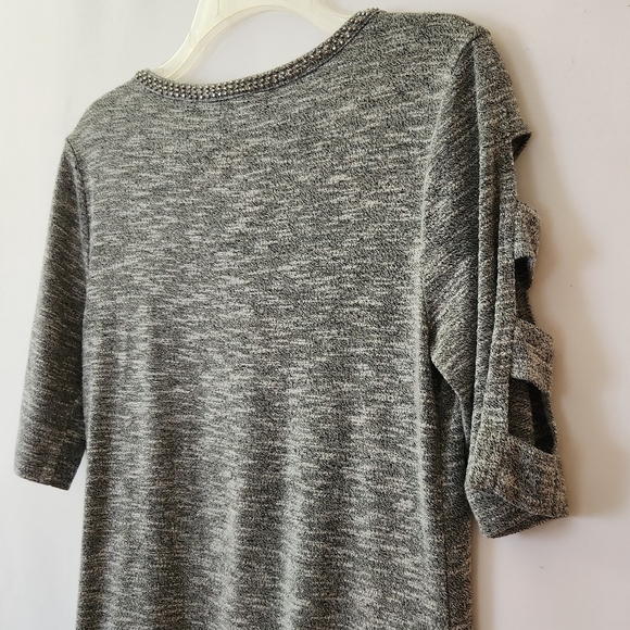 Jennifer Lopez Y2k Gray Studded V-Neck Tee with Cutouts womens size medi… - Picture 8 of 13